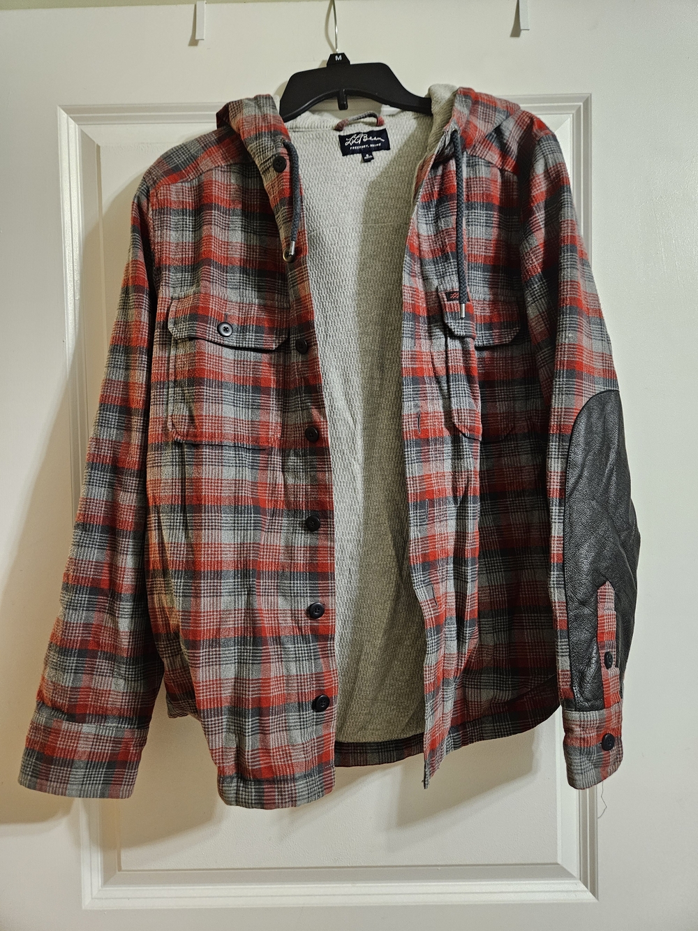 L.L. Bean Men's S Hooded Plaid Shirt Jacket